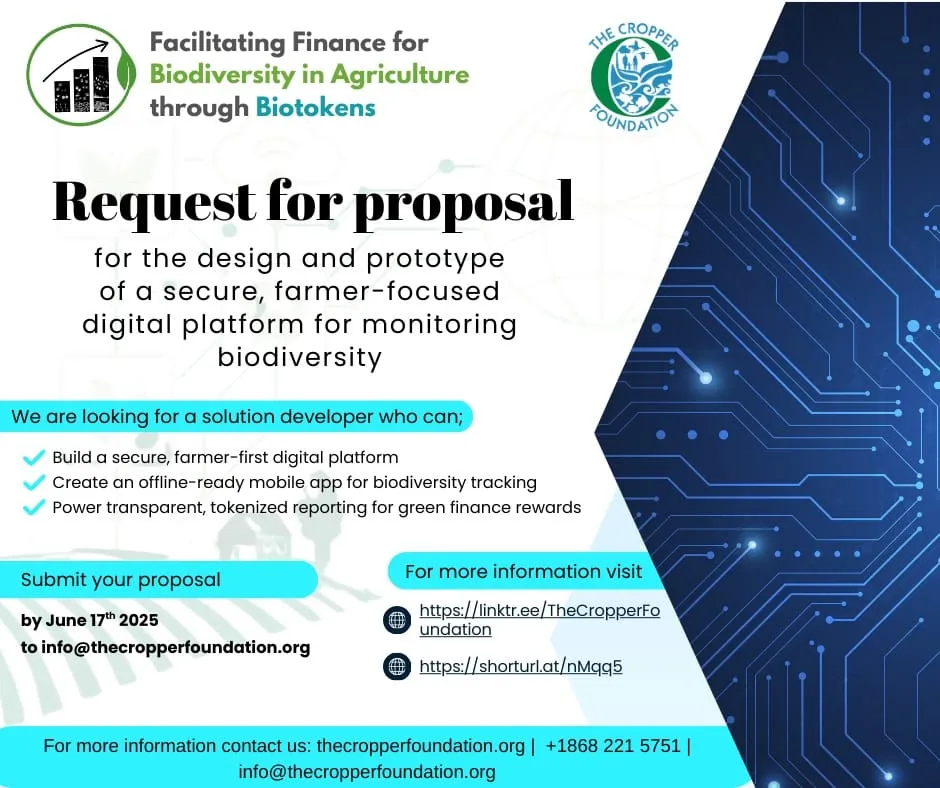 Open Request for Proposals: Facilitating Finance for Biodiversity in Agriculture through Biotokens